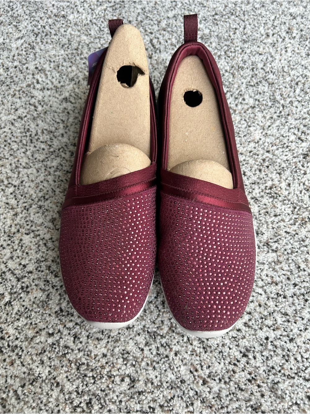 Skechers Arya Sparkle Slip-On Shoes Plum Burgundy Bling - Size 9
